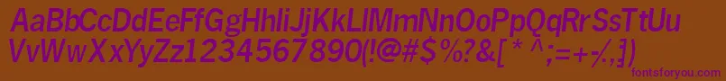 MacroblacksskItalic-Schriftart – Violette Schriften auf braunem Hintergrund