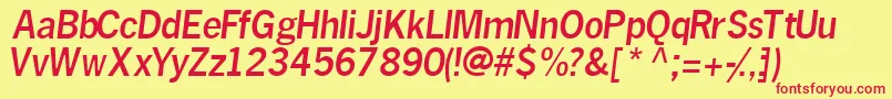 MacroblacksskItalic-fontti – punaiset fontit keltaisella taustalla