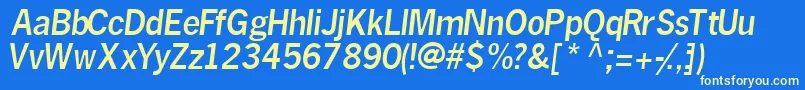MacroblacksskItalic-fontti – keltaiset fontit sinisellä taustalla