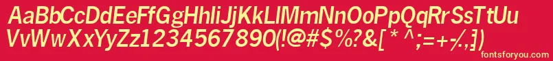 MacroblacksskItalic-fontti – keltaiset fontit punaisella taustalla