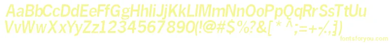 MacroblacksskItalic-Schriftart – Gelbe Schriften auf weißem Hintergrund