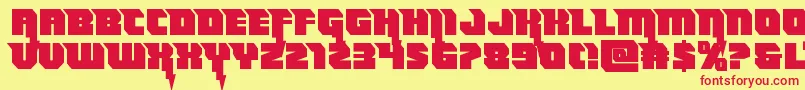 フォントThundertitanstraight – 赤い文字の黄色い背景