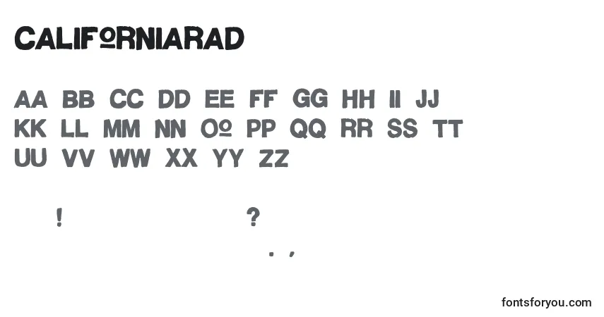 Schriftart CaliforniaRad – Alphabet, Zahlen, spezielle Symbole