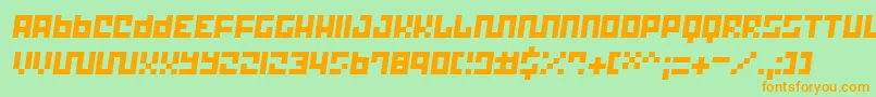 フォントTrick12 ffy – オレンジの文字が緑の背景にあります。