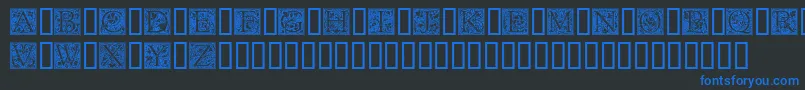 Goudyini-Schriftart – Blaue Schriften auf schwarzem Hintergrund