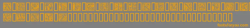 フォントGoudyini – オレンジの文字は灰色の背景にあります。