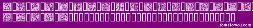 Fonte Goudyini – fontes brancas em um fundo violeta