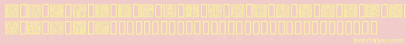 Goudyini-Schriftart – Gelbe Schriften auf rosa Hintergrund