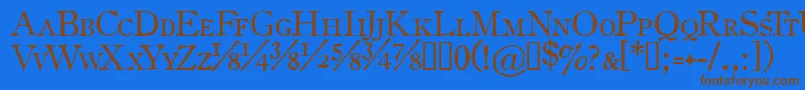 フォントOldssch – 茶色の文字が青い背景にあります。