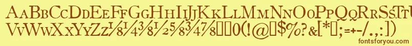 フォントOldssch – 茶色の文字が黄色の背景にあります。