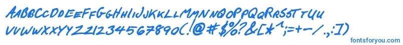 FCkBeansBoldItalic-Schriftart – Blaue Schriften auf weißem Hintergrund