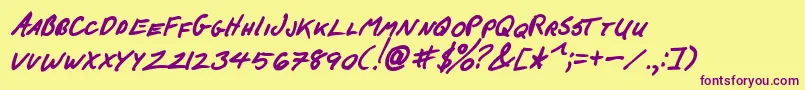FCkBeansBoldItalic Font – Purple Fonts on Yellow Background