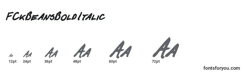 Größen der Schriftart FCkBeansBoldItalic
