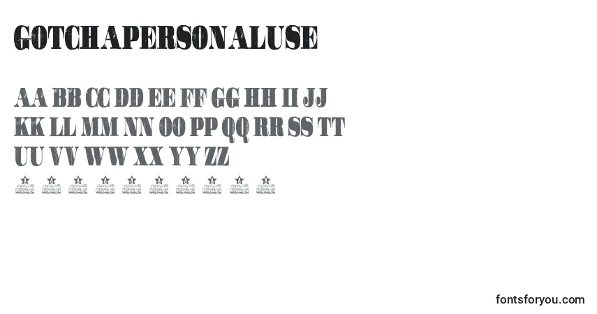 Fuente GotchaPersonalUse - alfabeto, números, caracteres especiales