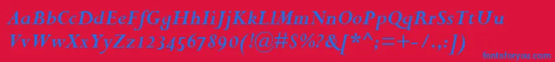 PerpetuaBoldItalicOsf Font – Blue Fonts on Red Background