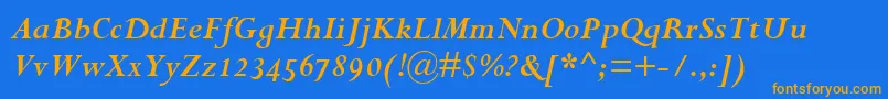 PerpetuaBoldItalicOsf Font – Orange Fonts on Blue Background