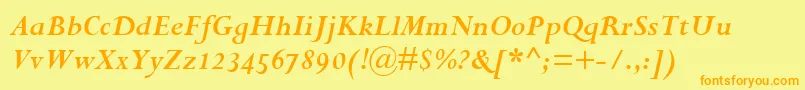 PerpetuaBoldItalicOsf Font – Orange Fonts on Yellow Background