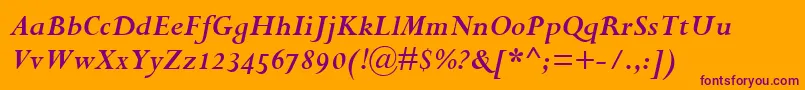 PerpetuaBoldItalicOsf Font – Purple Fonts on Orange Background