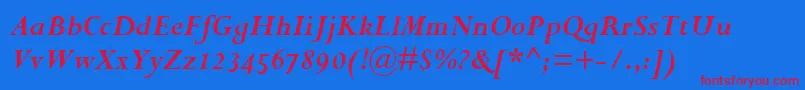 PerpetuaBoldItalicOsf Font – Red Fonts on Blue Background