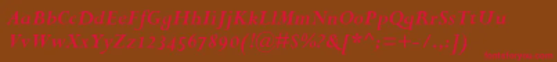 PerpetuaBoldItalicOsf Font – Red Fonts on Brown Background