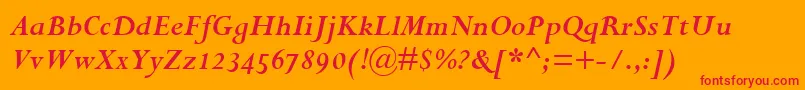 PerpetuaBoldItalicOsf Font – Red Fonts on Orange Background