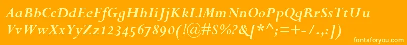 PerpetuaBoldItalicOsf Font – Yellow Fonts on Orange Background