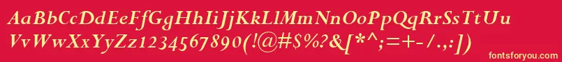 PerpetuaBoldItalicOsf Font – Yellow Fonts on Red Background