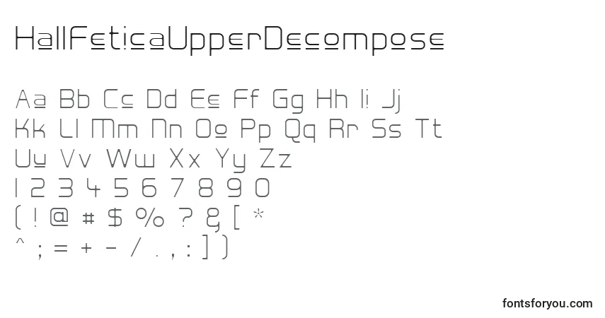 HallFeticaUpperDecomposeフォント–アルファベット、数字、特殊文字