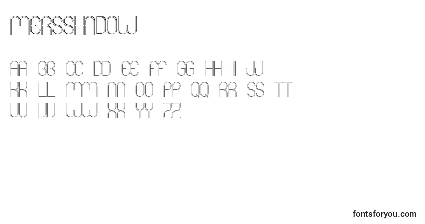 A fonte MersShadow – alfabeto, números, caracteres especiais