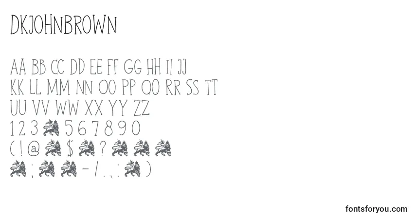 Czcionka DkJohnBrown – alfabet, cyfry, specjalne znaki