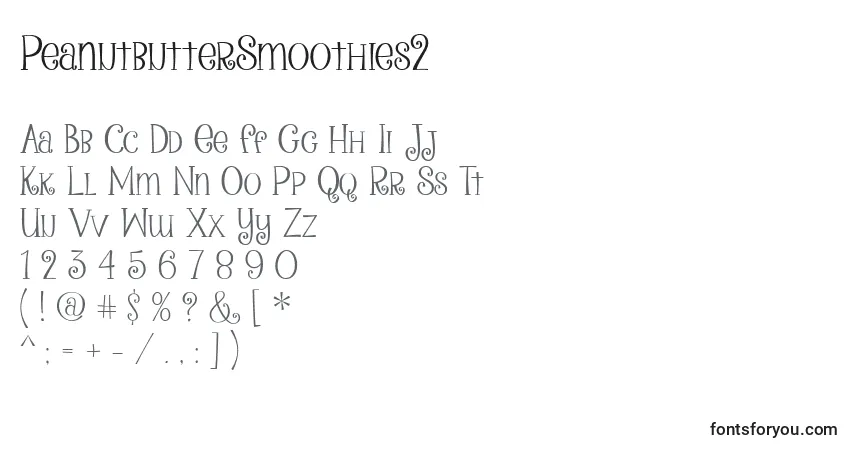 PeanutbutterSmoothies2-fontti – aakkoset, numerot, erikoismerkit