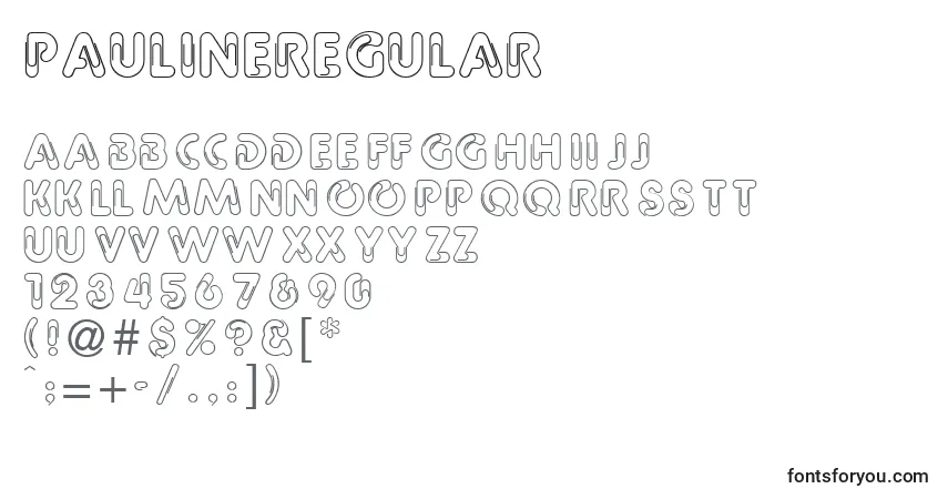 Czcionka PaulineRegular – alfabet, cyfry, specjalne znaki