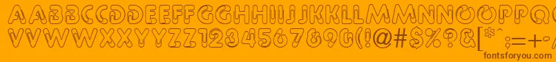 PaulineRegular-Schriftart – Braune Schriften auf orangefarbenem Hintergrund