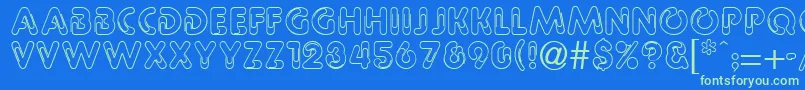 PaulineRegular Font – Green Fonts on Blue Background