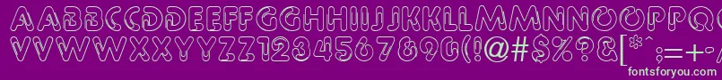 PaulineRegular-Schriftart – Grüne Schriften auf violettem Hintergrund