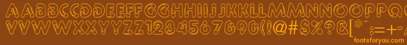 PaulineRegular-Schriftart – Orangefarbene Schriften auf braunem Hintergrund