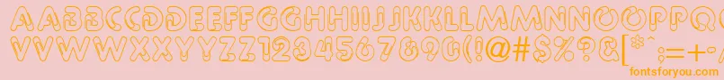 PaulineRegular-Schriftart – Orangefarbene Schriften auf rosa Hintergrund