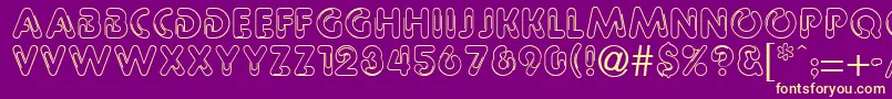 PaulineRegular-Schriftart – Gelbe Schriften auf violettem Hintergrund