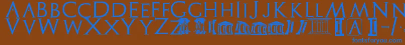 Подробнее о шрифте Archeologicaps Шрифт Archeologicaps – синие шрифты на коричневом фоне
