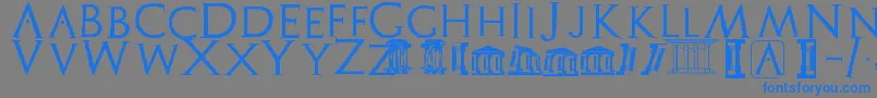 Archeologicaps Font – Blue Fonts on Gray Background