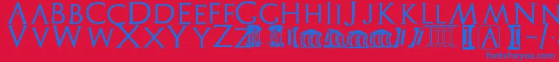 Archeologicaps Font – Blue Fonts on Red Background