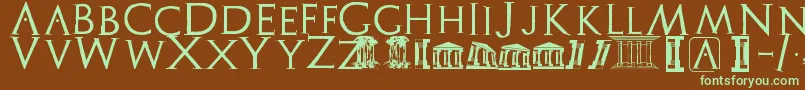 Archeologicaps-Schriftart – Grüne Schriften auf braunem Hintergrund