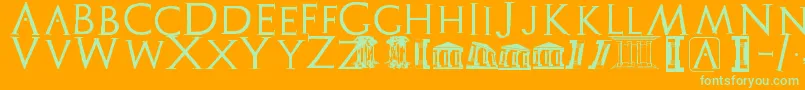 Archeologicaps Font – Green Fonts on Orange Background