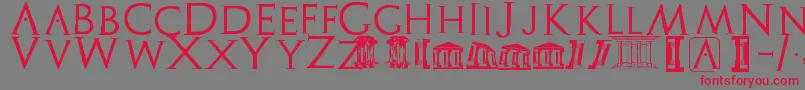 Czcionka Archeologicaps – czerwone czcionki na szarym tle