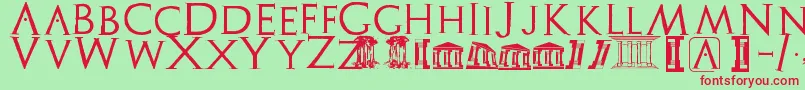 Archeologicaps Font – Red Fonts on Green Background