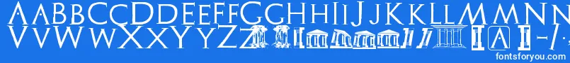 Archeologicaps Font – White Fonts on Blue Background
