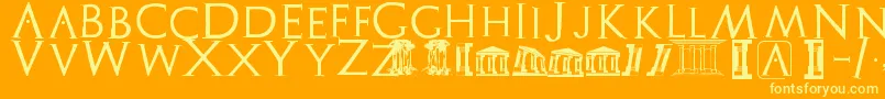 Archeologicaps Font – Yellow Fonts on Orange Background