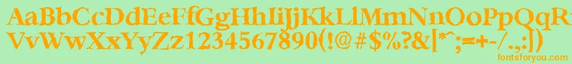 BernsteinrandomBold-Schriftart – Orangefarbene Schriften auf grünem Hintergrund