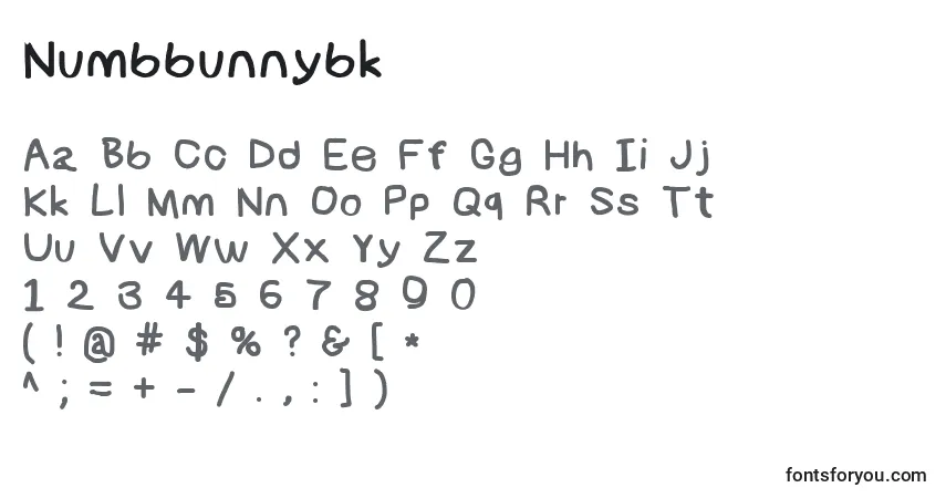 Schriftart Numbbunnybk – Alphabet, Zahlen, spezielle Symbole