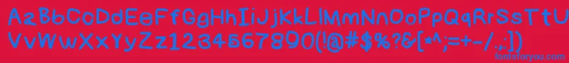 Fonte Numbbunnybk – fontes azuis em um fundo vermelho
